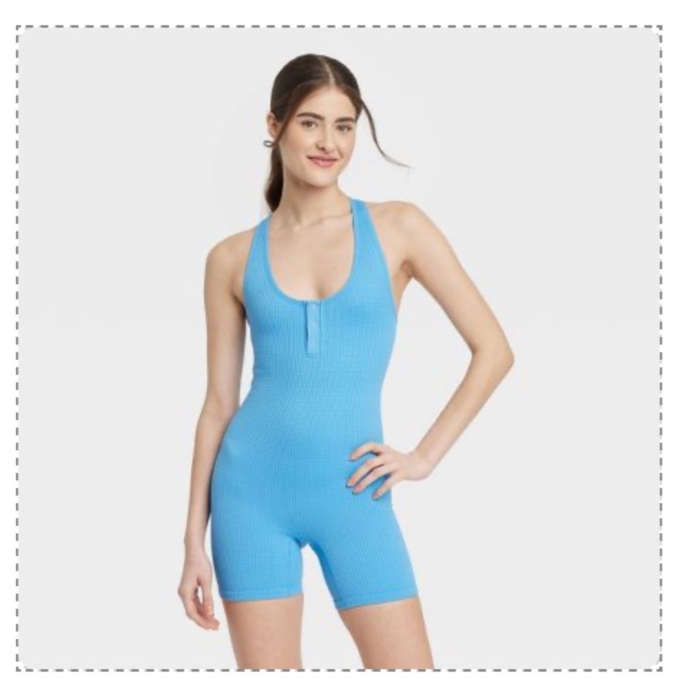 Target Women's Waffle Seamless Romper - Colsie™ Blue size S and M